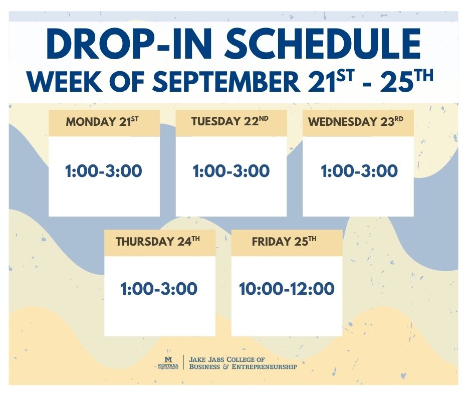 September 21-25 Drop-In Schedule