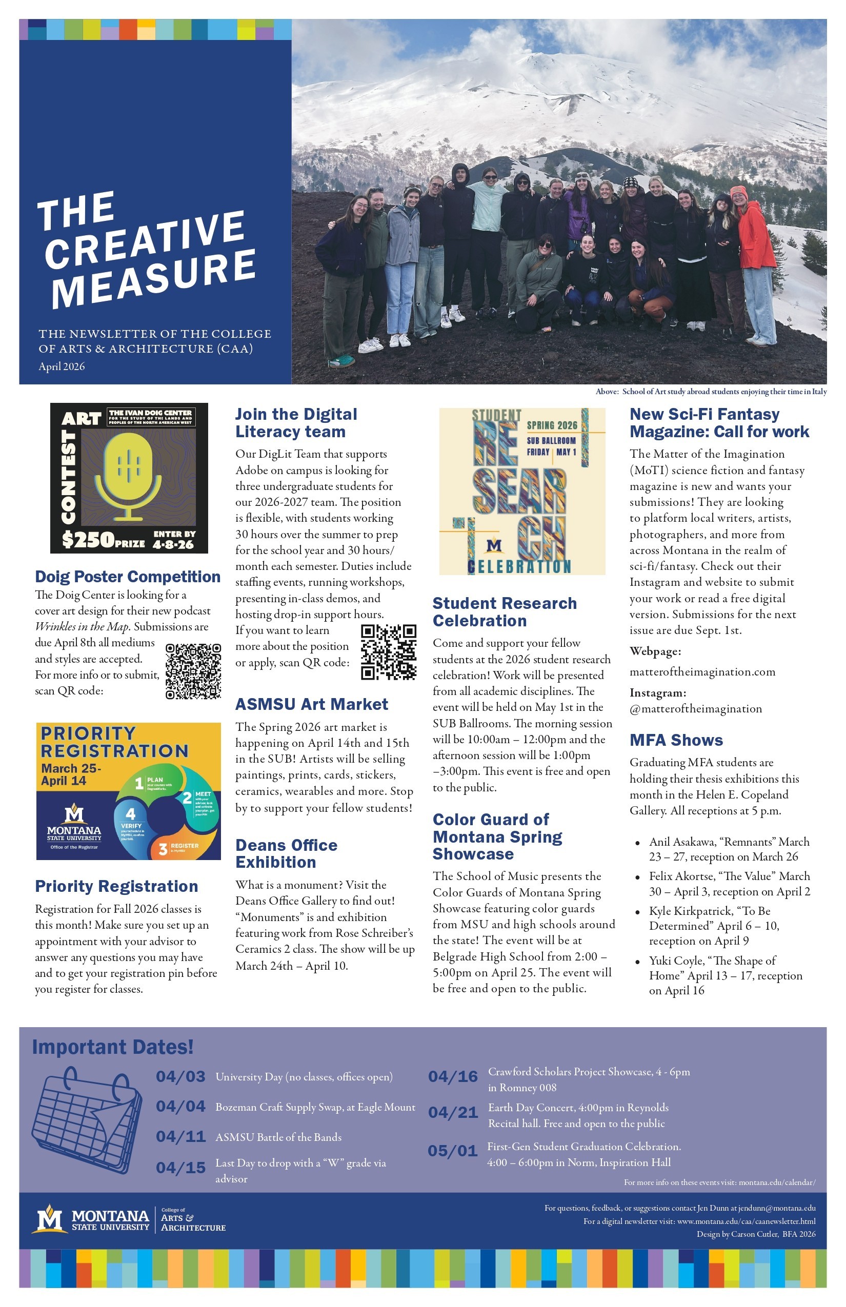 College of Art and Architecture Spring 2026 April Newsletter