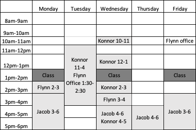 EGEN 208 schedule in table format