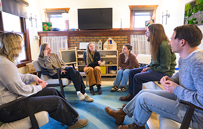 group talking with counselor