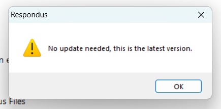 Grey box with an alert that reads no updates needed
