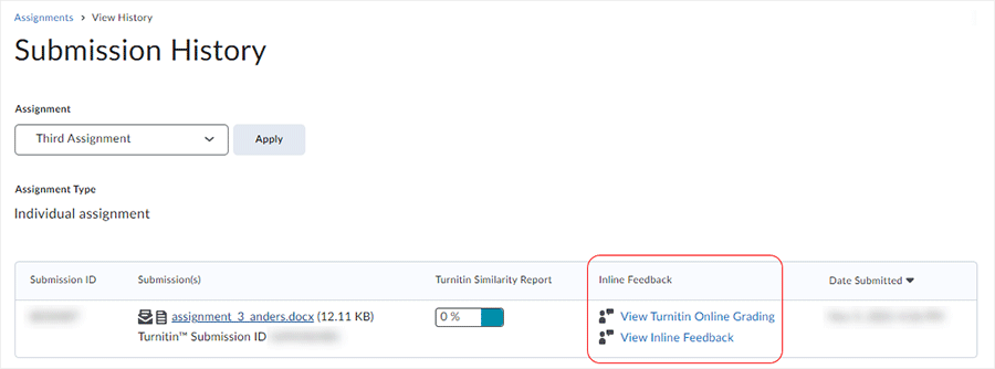 Brightspace screenshot 20.22.11 - two inline selection options display