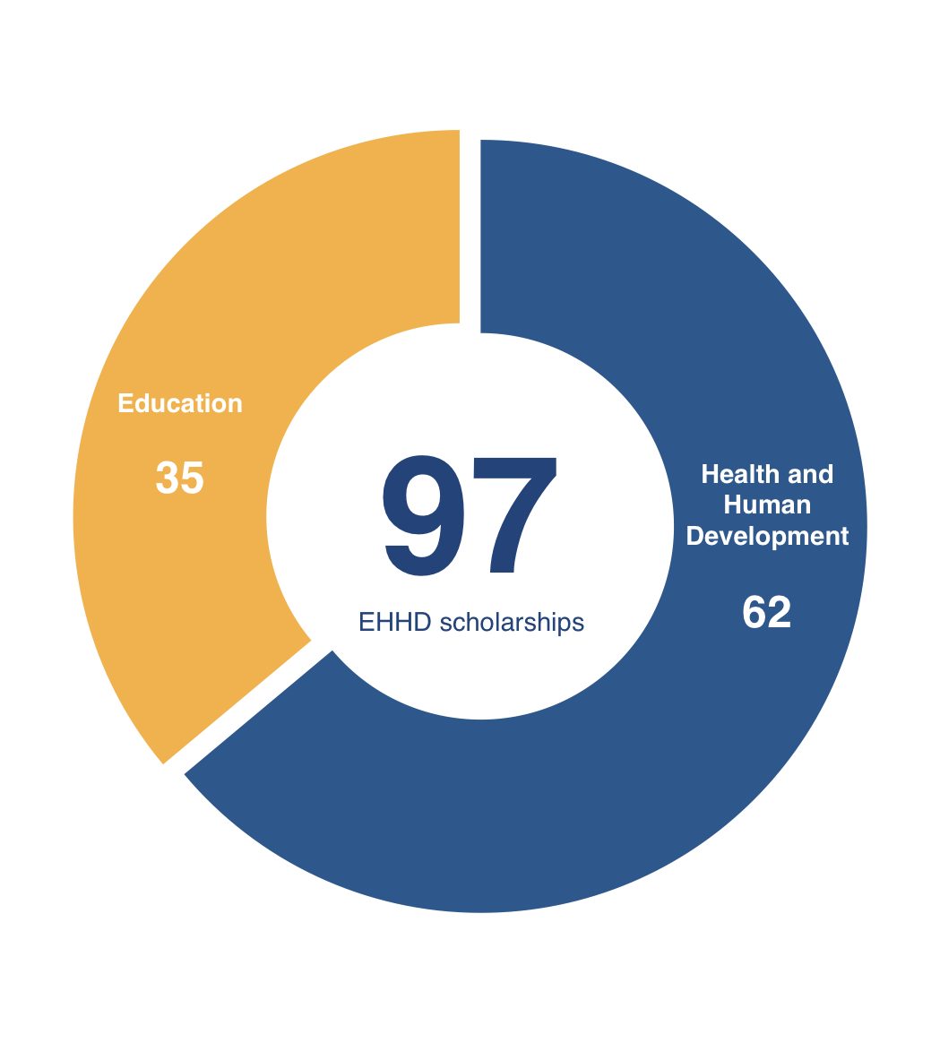 donut chart of EHHD scholarships awarded in 2013-2014