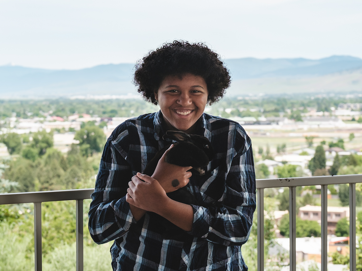 4-H member holding a rabbit