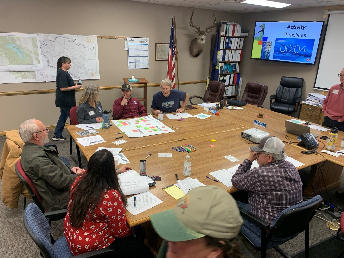 CWPP Core Team members participate in a training led by Sarah Kleinhanzl- DNRC Wildfire Resilience Specialist.