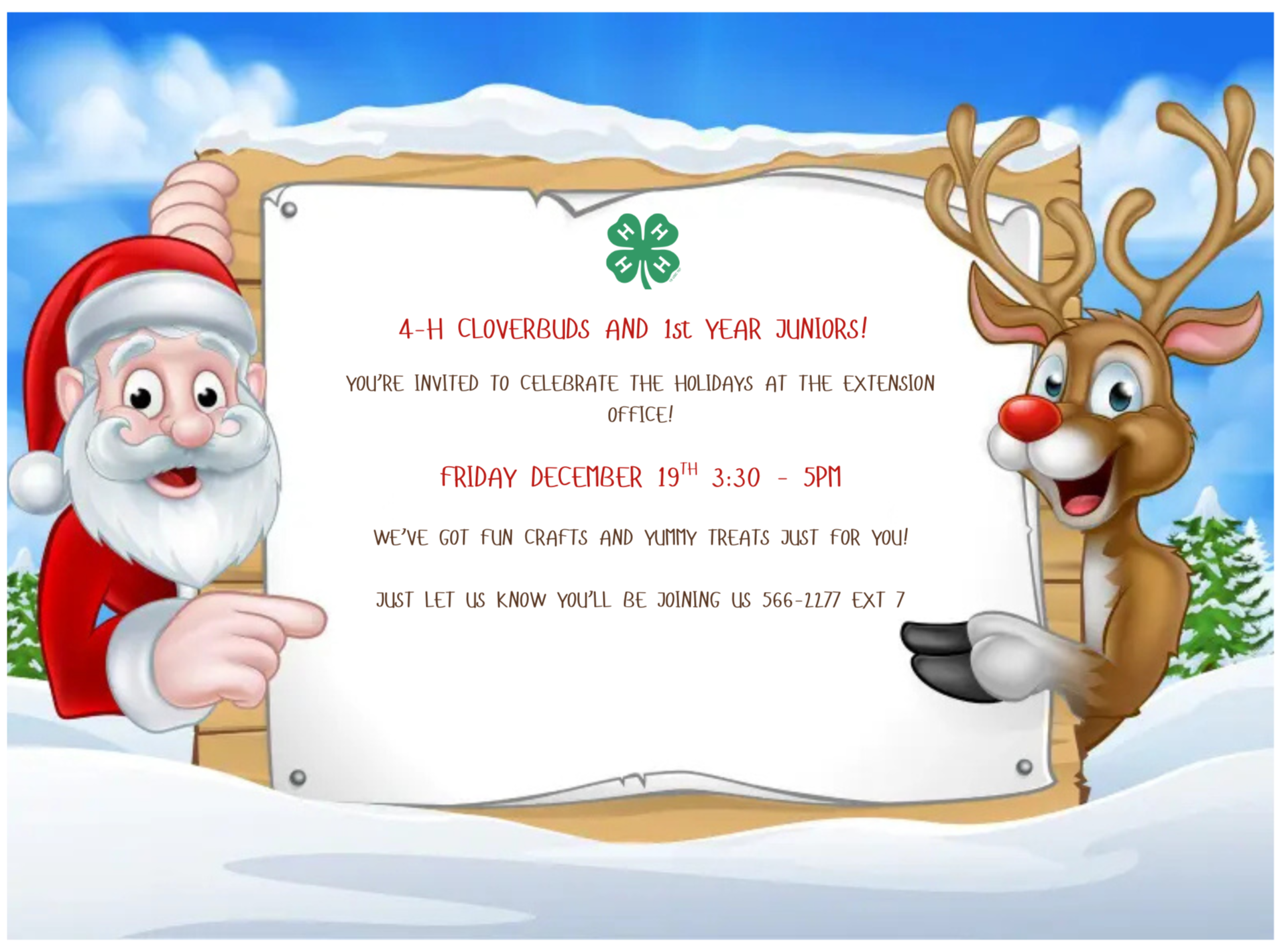 4-H Cloverbud Holiday Party at the Extension Office Invitiation 4-H Cloverbud Holiday Party at the Extension Office Invitiation