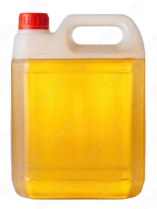 Plastic jug containing yellow liquid, representative of the types of agricultural plastic containers collected for recycling.