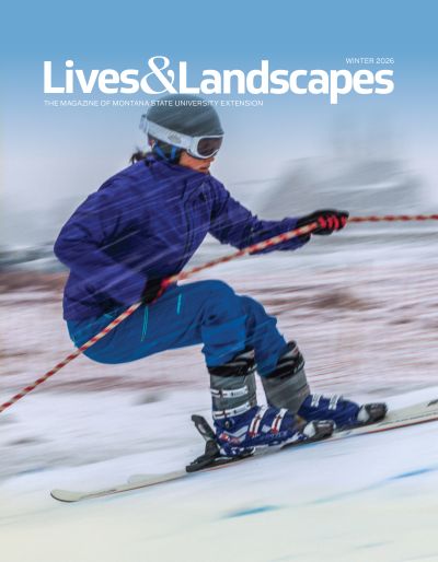 the magazine cover features a skier holding onto a tow rope