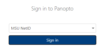 Panopto sign in window