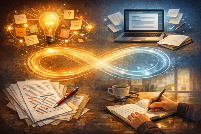 AI generated image of the writing process