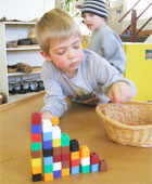 child playing with blocks