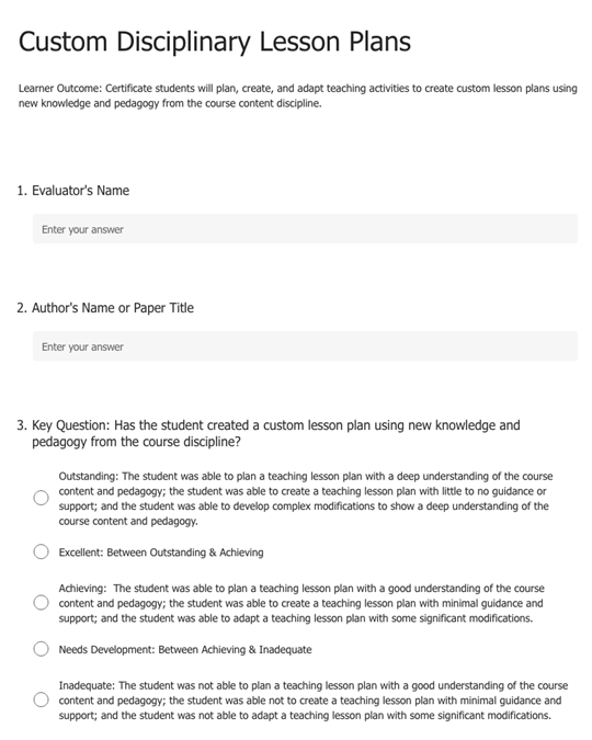 custom disciplinary lesson plan