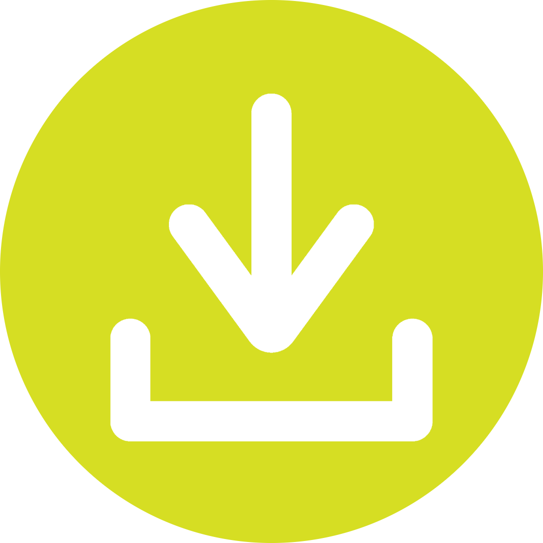 An arrow pointing down into a half rectangle in a green circle
