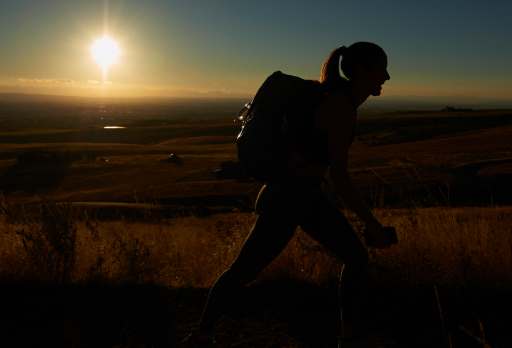 student hiking