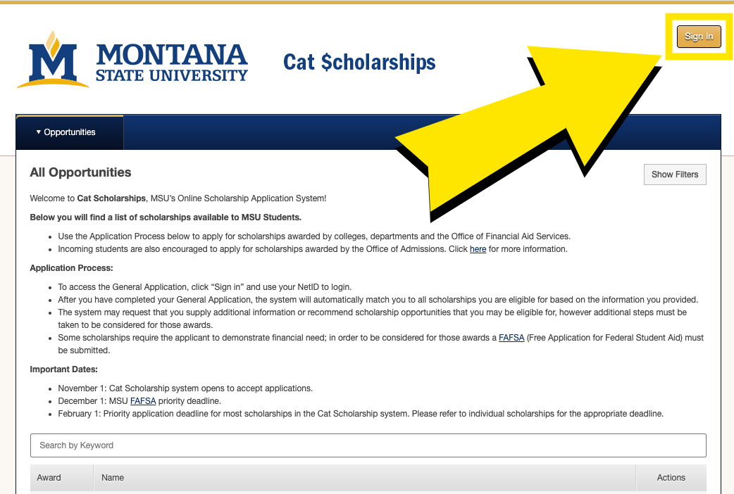 catscholarship screen shot