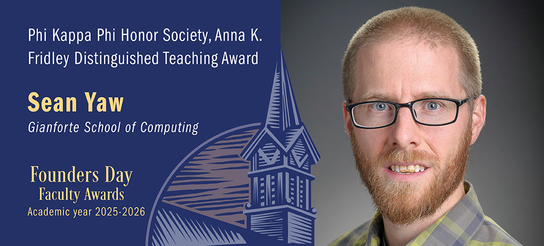 Phi Kappa Phi Honor Society Anna K. Fridley Distinguished Teaching Award: Sean Yaw, Founders Day Faculty Awards 2025-2026. Portrait of Sean Yaw.
