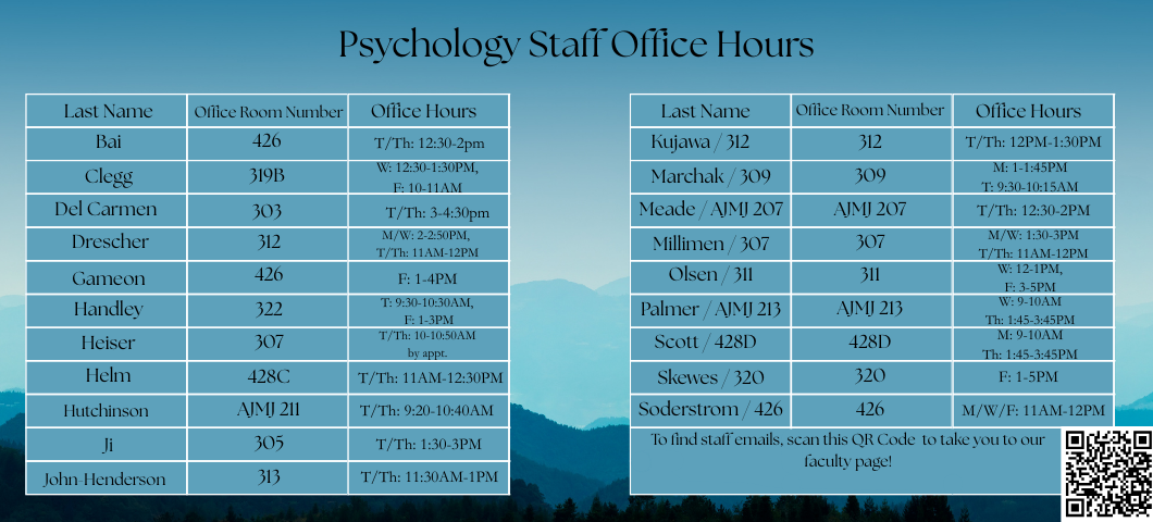 Psychology Staff Office Hours (QR Code)