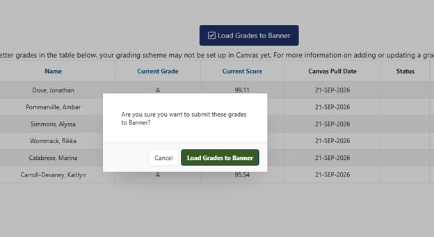 pop up message