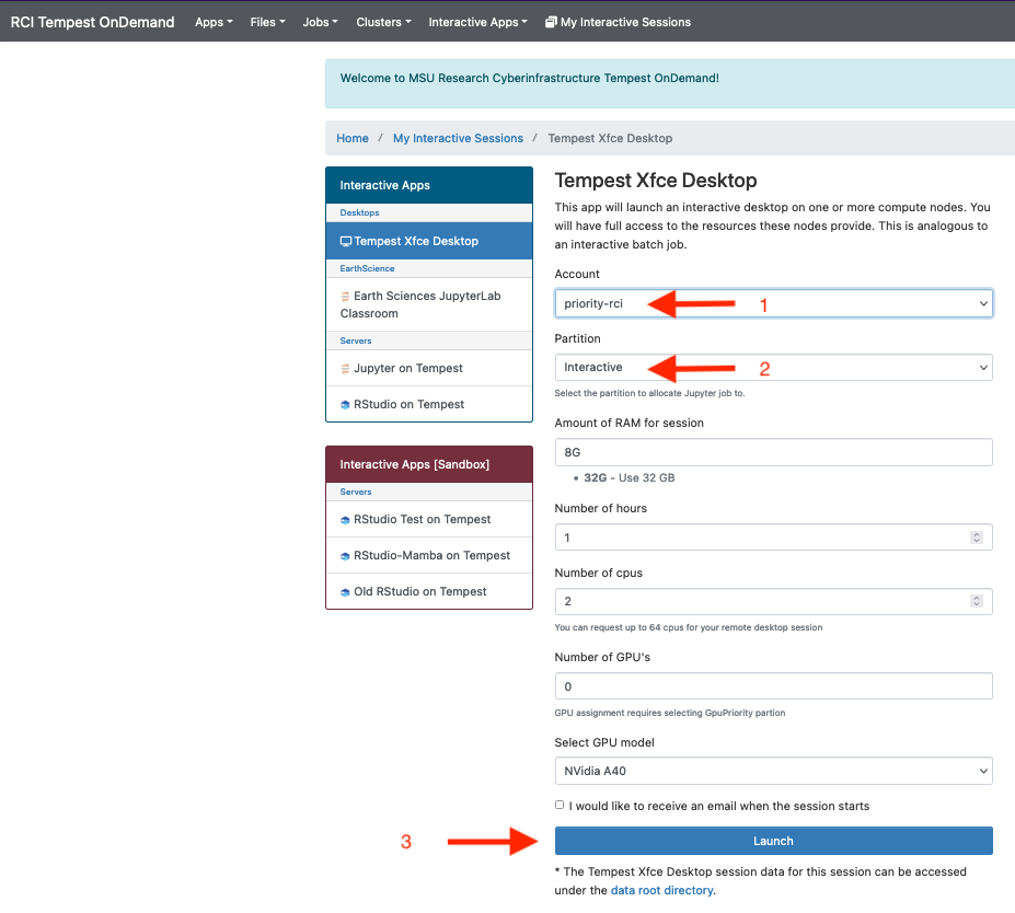 Initializing a web desktop instance