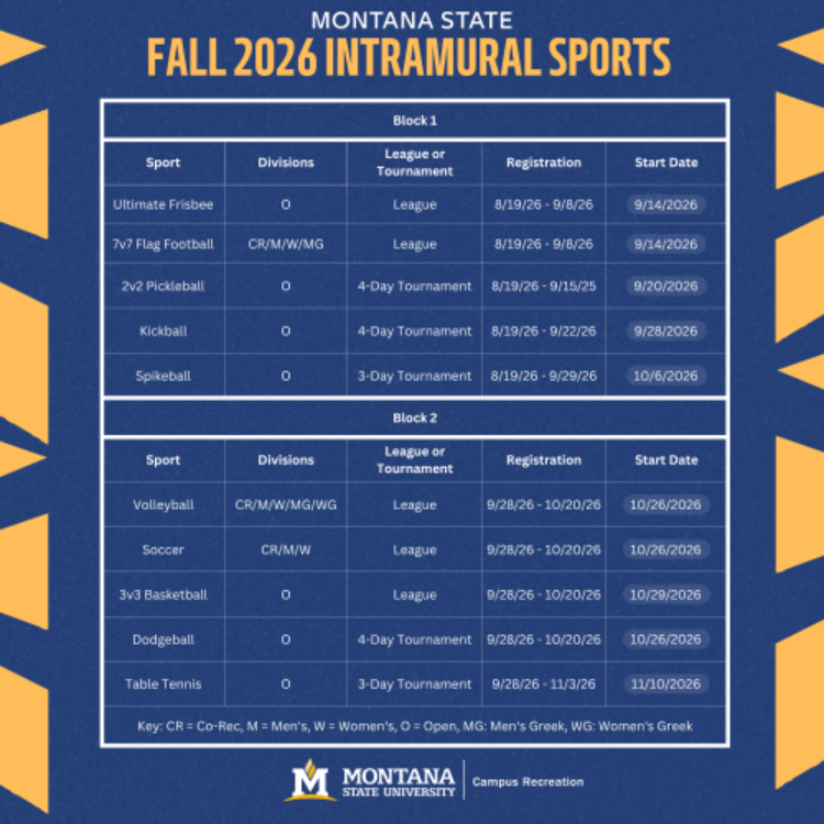 Fall 2026 Intramural Schedule